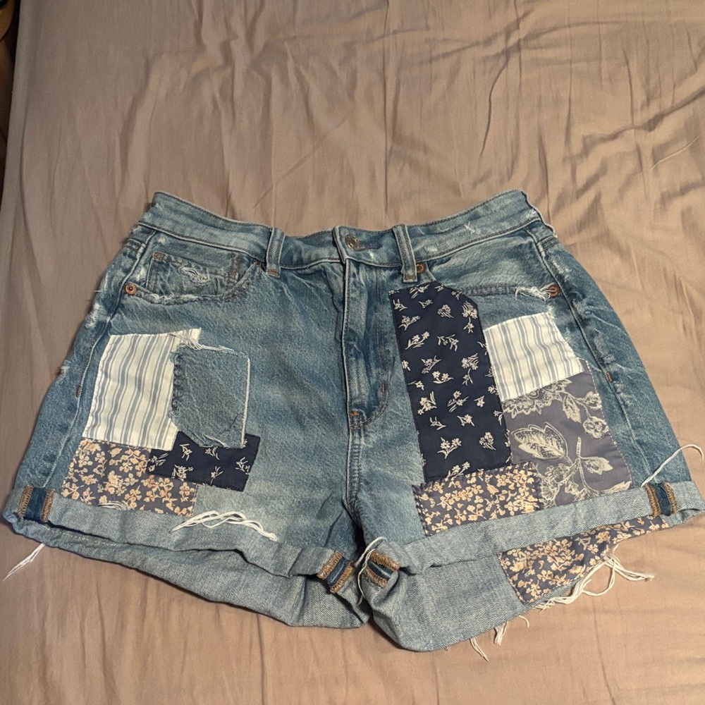 Patchwork Denim Shorts